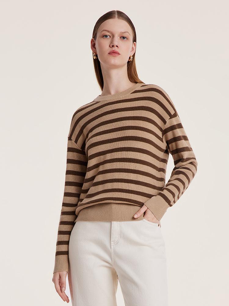 Machine Washable Wool Stripe Sweater GOELIA