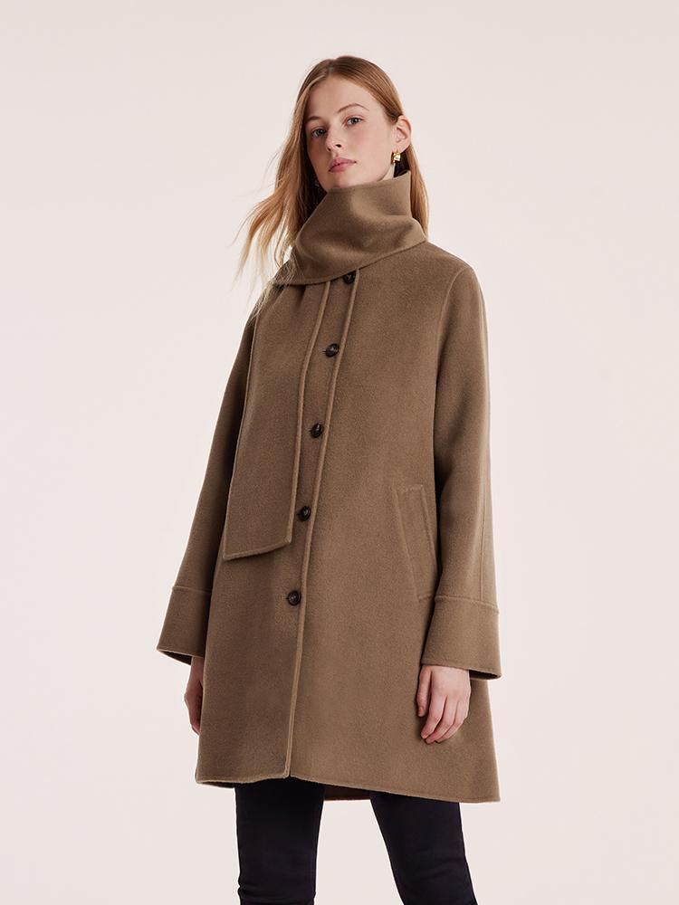 Tencel Wool Double-Faced Coat With Scarf GOELIA