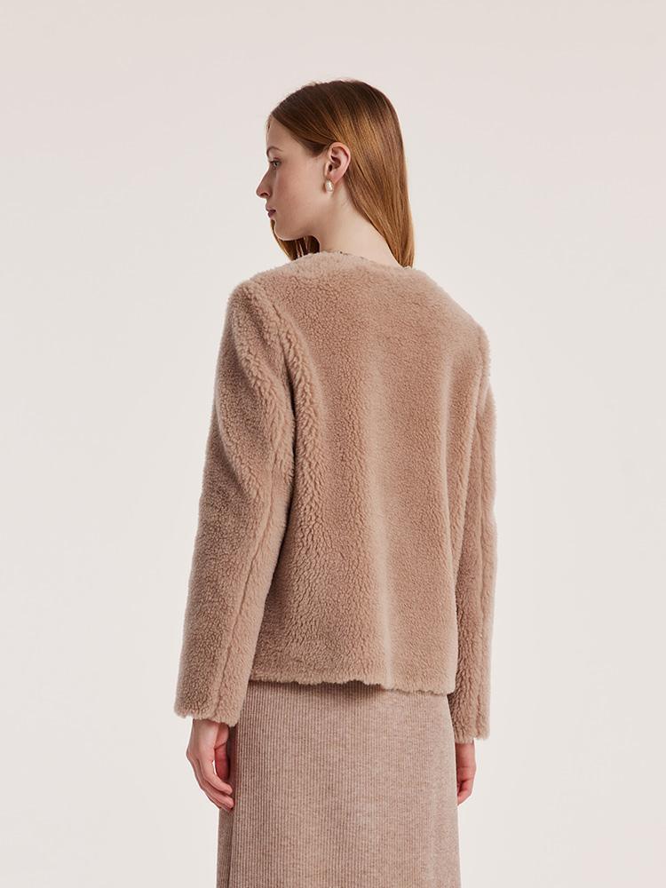 Light Camel Velour Short Coat GOELIA