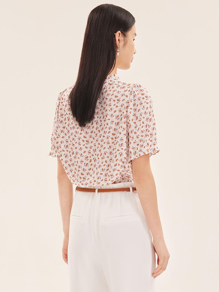 Ruffle Printed Woven Blouse GOELIA