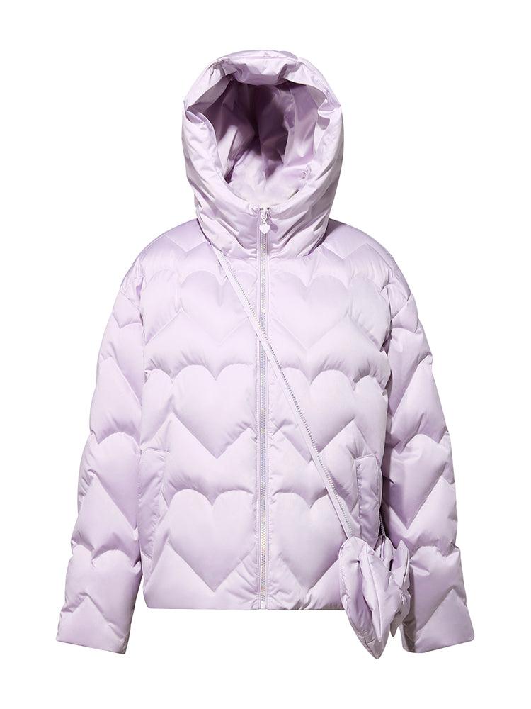 Lavender Long Sleeve Goose Down Coat With Purse GOELIA