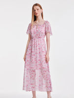 Square Neck Print Dress GOELIA