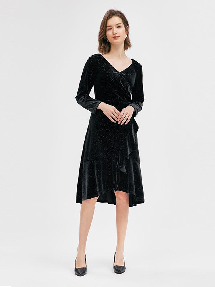 Ruffled Velvet Dress GOELIA