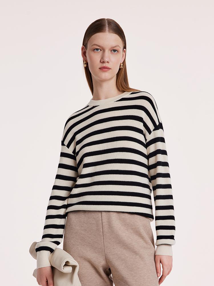 Machine Washable Wool Stripe Sweater GOELIA