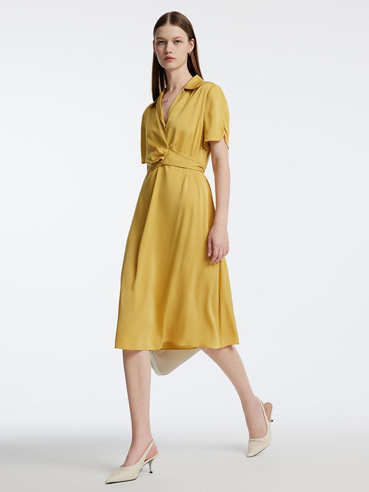 Silk Twisted Knot Resort Style Waist-skimming Dress GOELIA