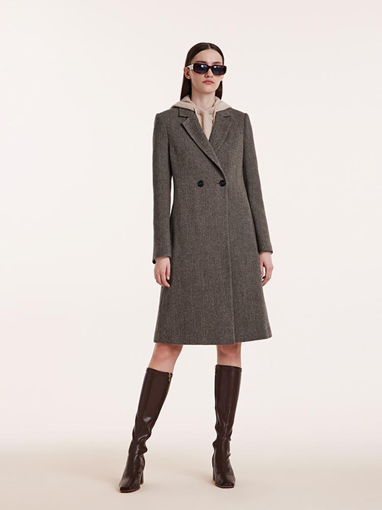 Washable Wool Notched Lapel Coat GOELIA