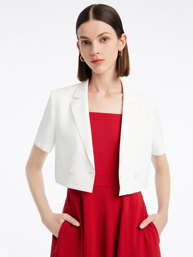 White Crop Blazer GOELIA