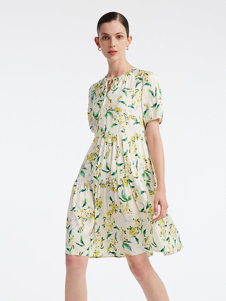 19-Momme Silk Floral Dress GOELIA