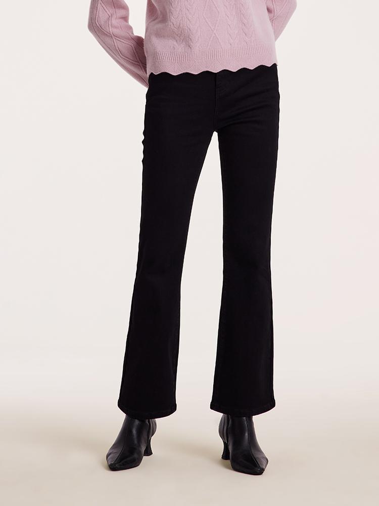 Black Ankle Length Flared Jeans GOELIA