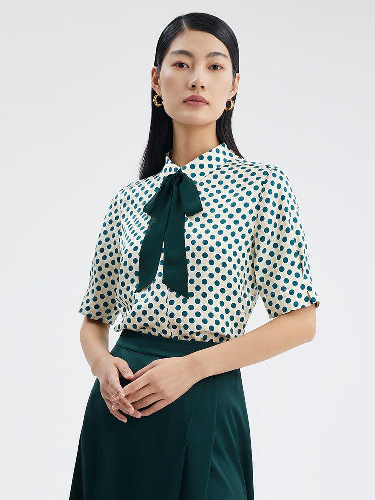 16 MM Pure Silk Polka Dots Shirt GOELIA