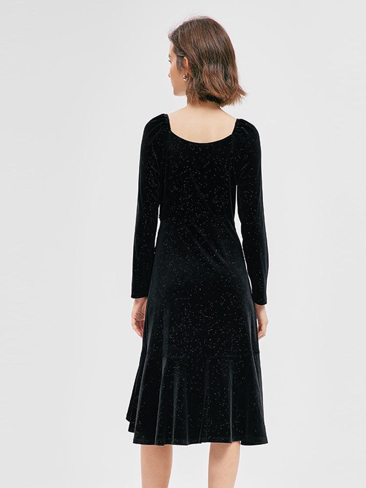 Ruffled Velvet Dress GOELIA