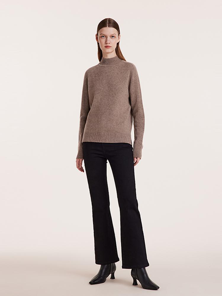 Pure Cashmere Seamless Mock Neck Slim Sweater GOELIA