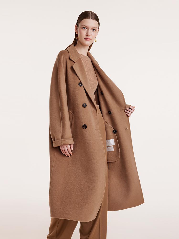 Pure Cashmere Double-Breasted Coat With Beret GOELIA