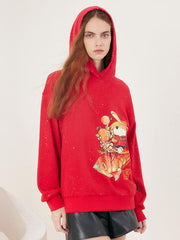 Red Cartoon Printed Hoodie GOELIA