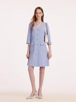 Triacetate Tweed V-Neck Dress GOELIA