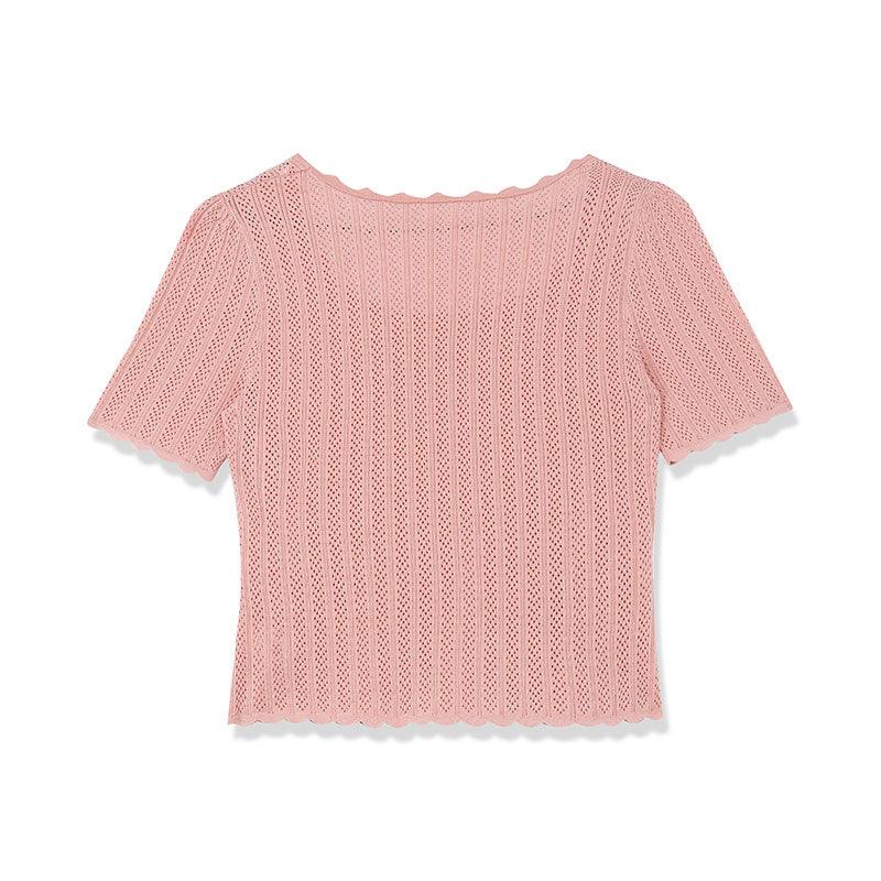 Knitted Square Neck Tops GOELIA