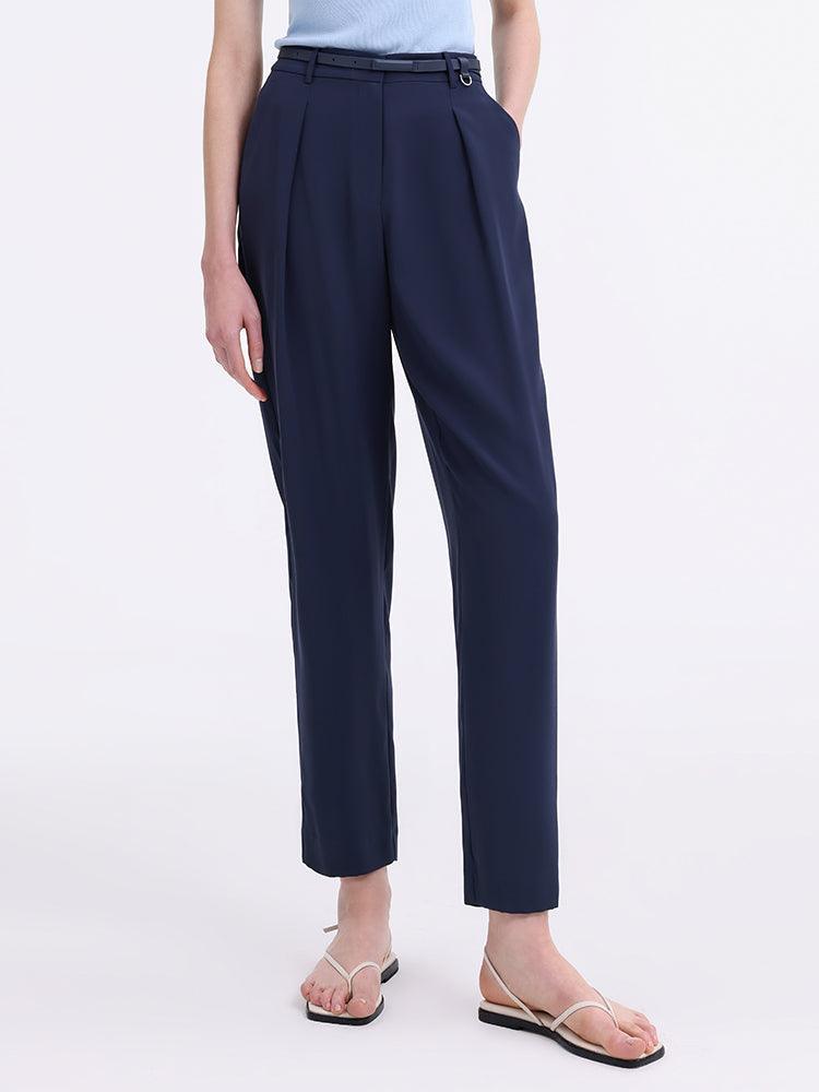 Triacetate Tapered Pants With Belt And Silk Scarf GOELIA