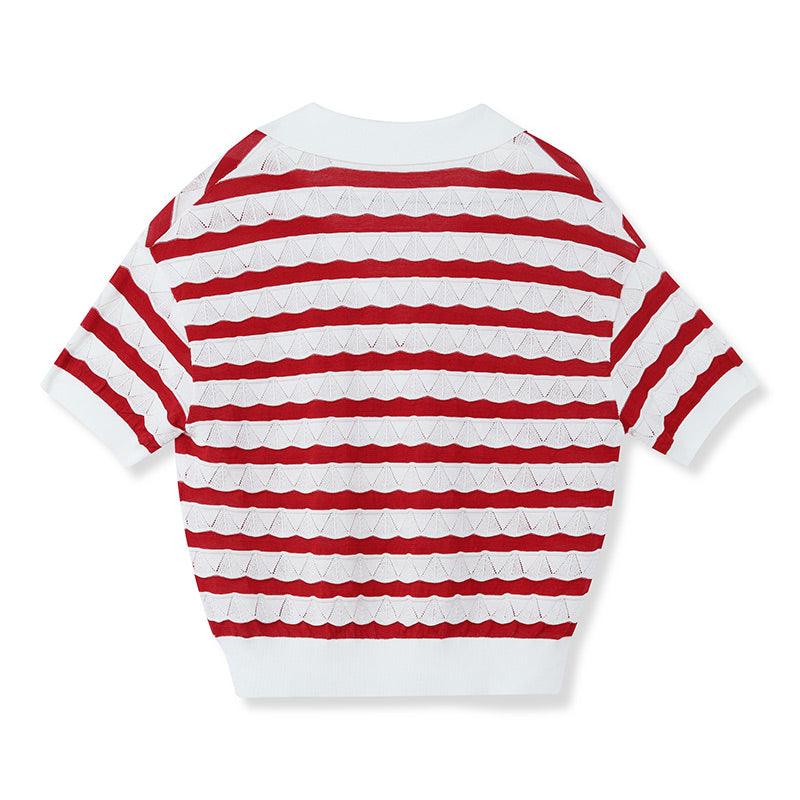 Knitted Striped Pullover Top GOELIA