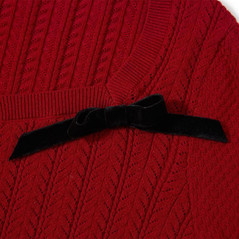 Tencel And Wool Sweater With Detachable Bowknots GOELIA