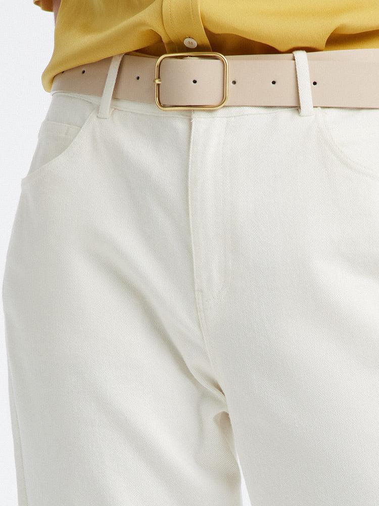 Slim Straight White Jeans GOELIA