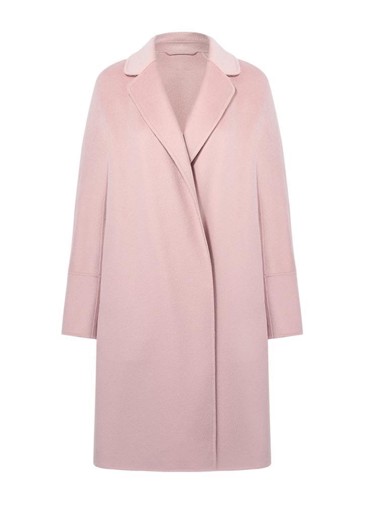 Notched Lapel Wool And Cashmere Wrapped Coat GOELIA