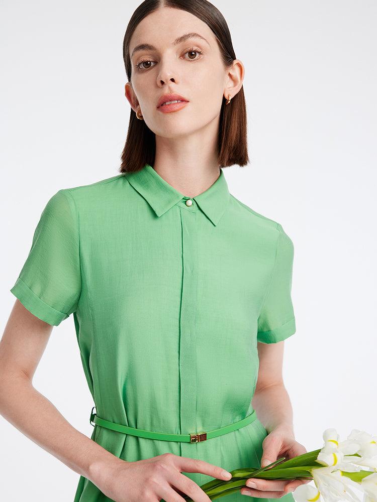 A-line Shirt Dress With Belt GOELIA