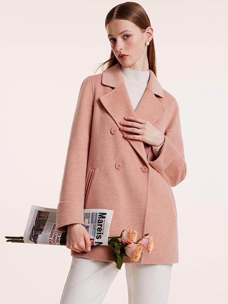 Pure Wool Mid-Length Notched Lapel Double-Faced Coat