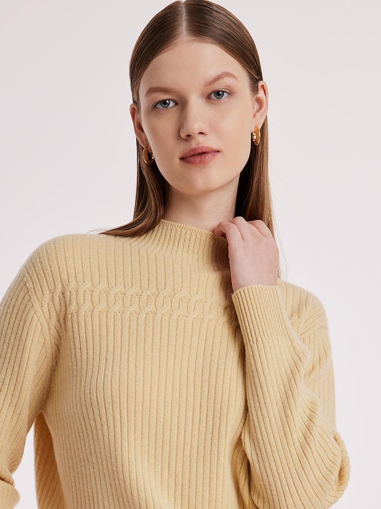 Wool Sequins Mock Neck Sweater GOELIA