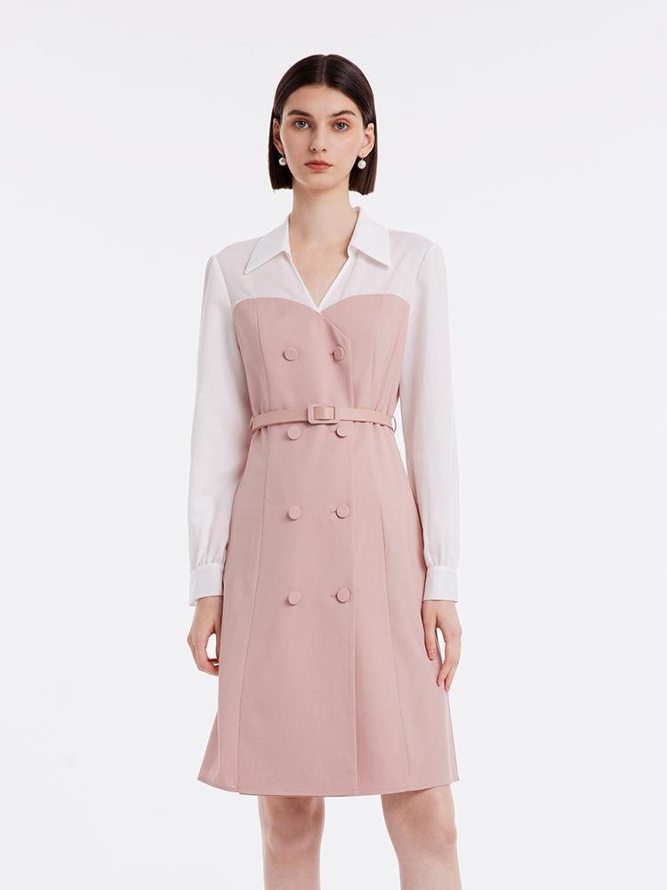 Pink Mesh Sleeve Patchwork Dress GOELIA