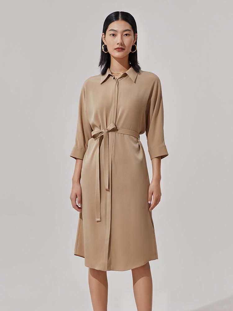 Silk Shirt-Style Oversized Dress GOELIA