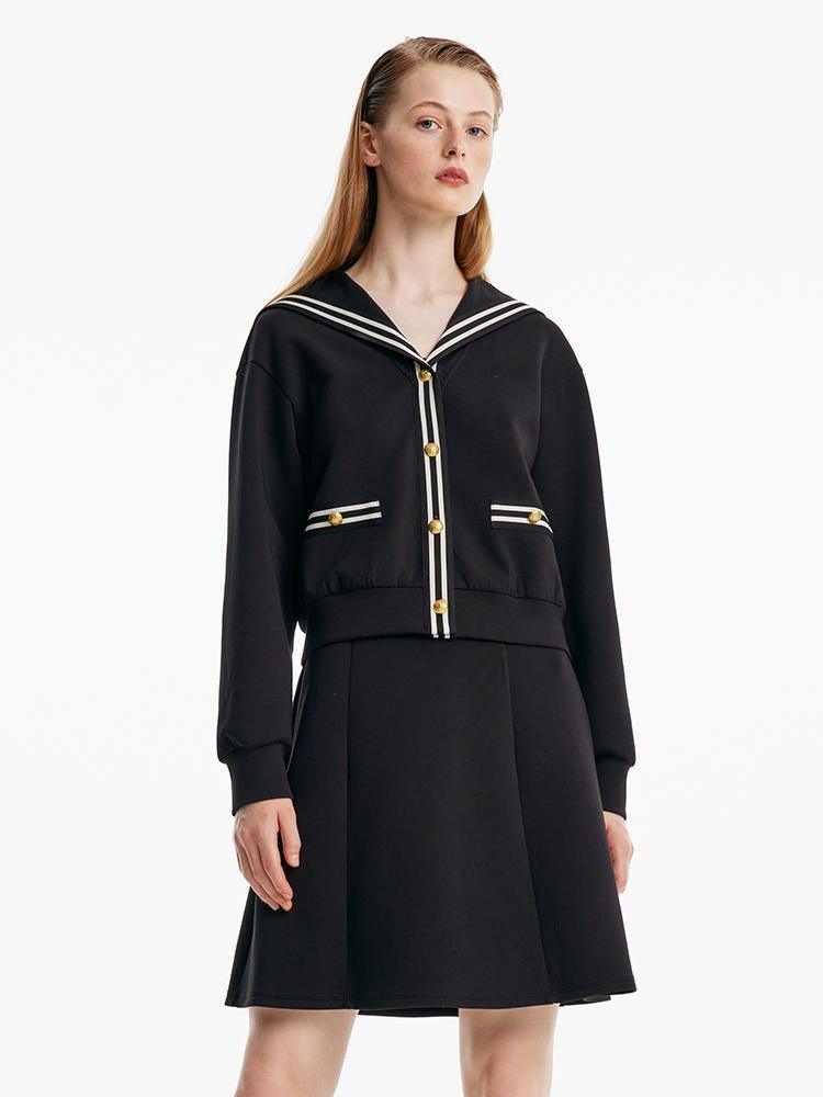 Ensemble deux pièces robe débardeur noire et veste à col marin 