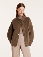 Brown Tencel Wool Mid-Length Jacket GOELIA