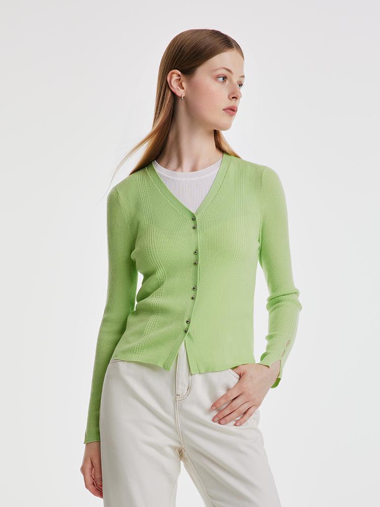 Solid Slim Woolen Slim Cardigan GOELIA