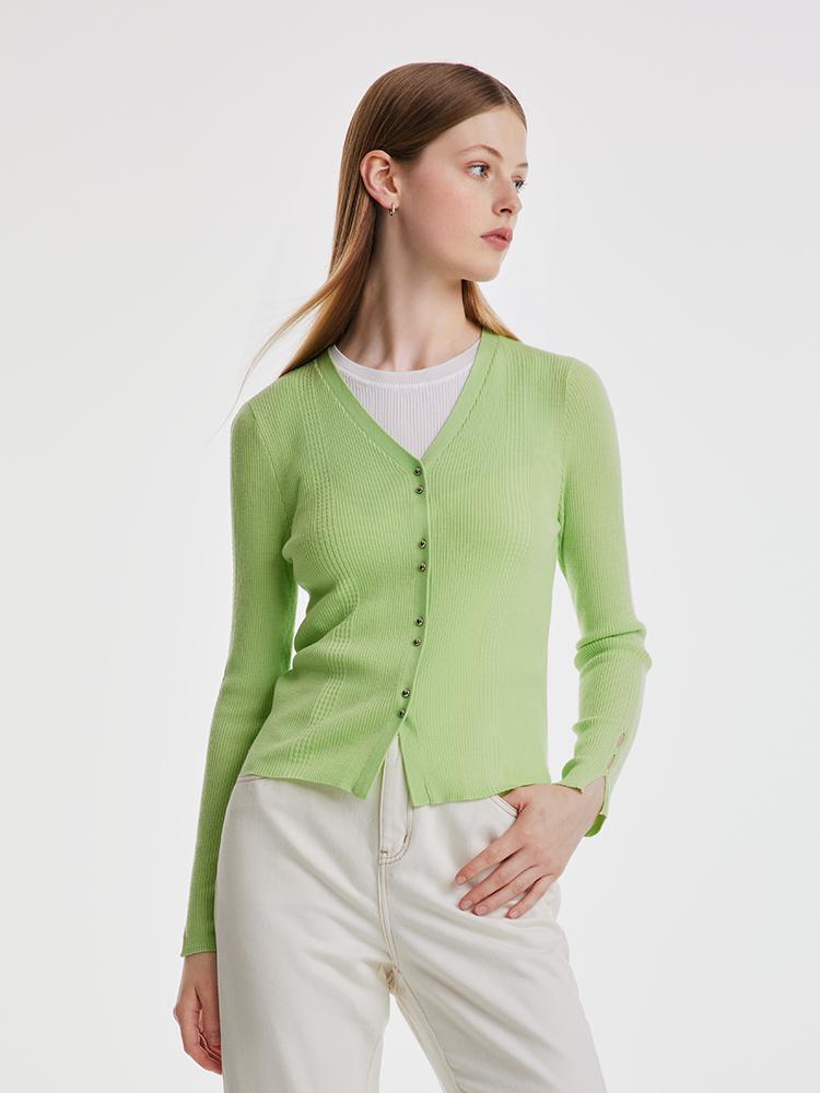 Solid Slim Woolen Cardigan