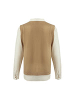 Beige Shirt And Knit Vest Two-Piece Set GOELIA