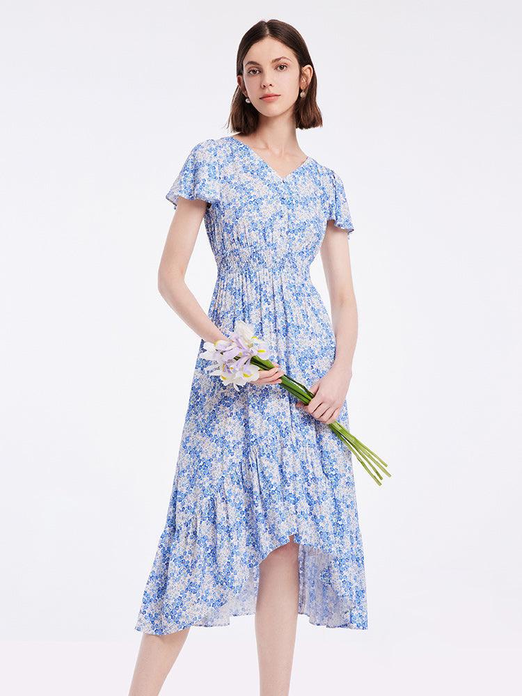 V-neck Floral Fishtail Dress GOELIA