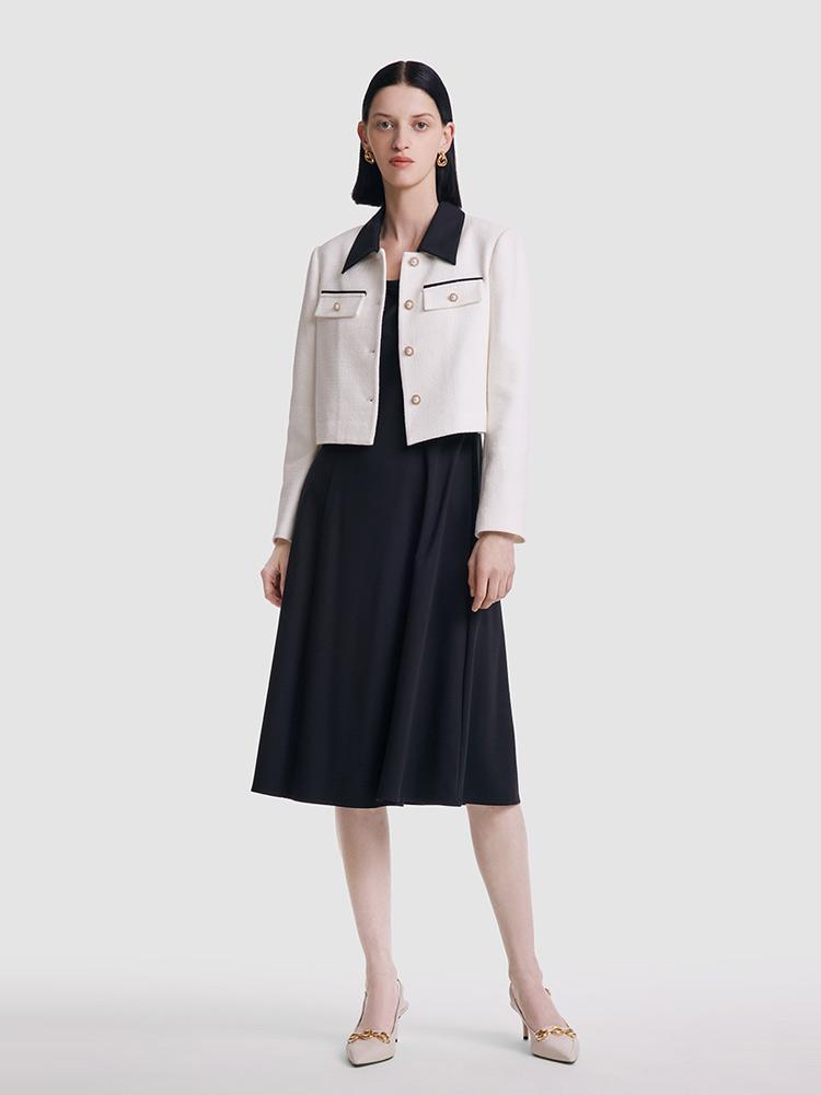 Tweed Knit Jacket And Vest Dress Two-Piece Set