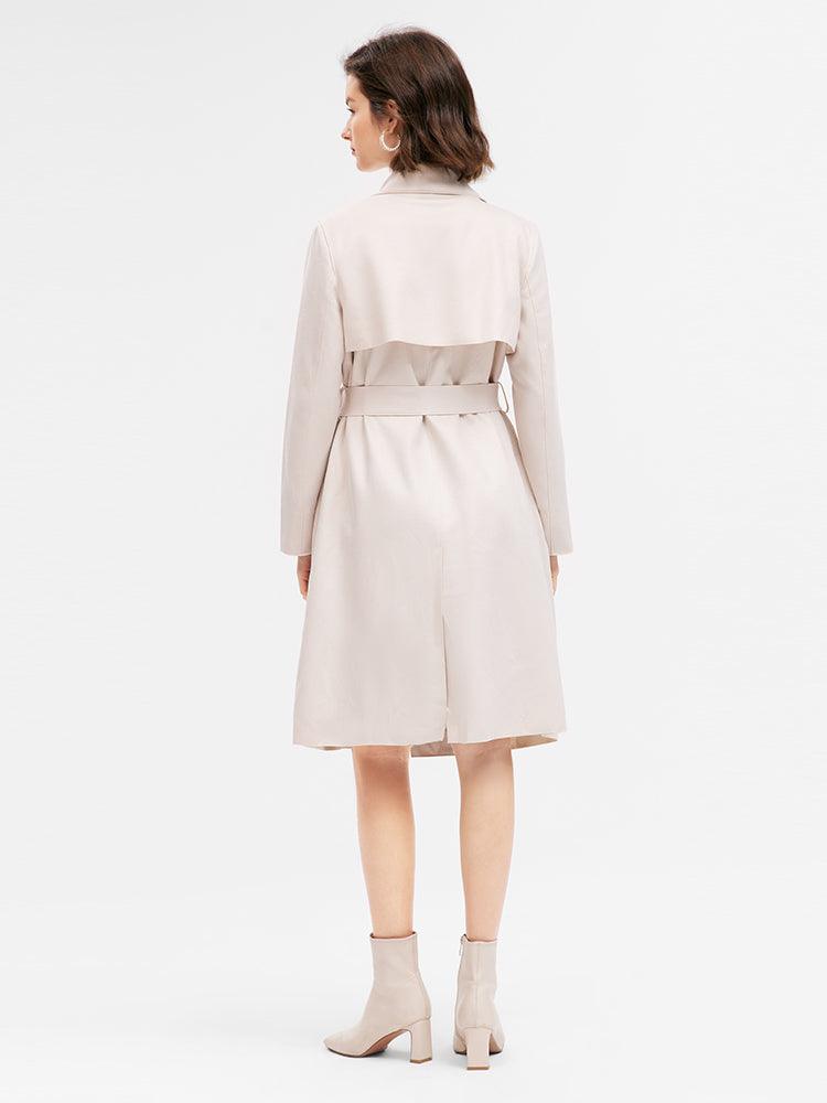 Beige Suedette Trench Coat GOELIA