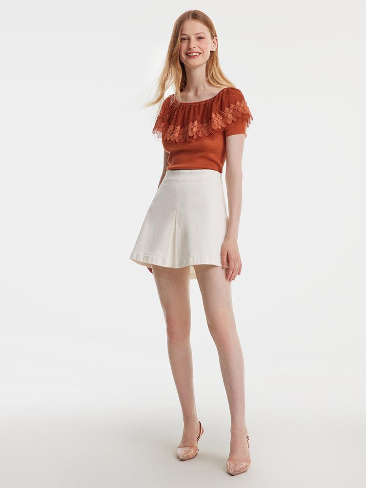 White Denim Skirt GOELIA