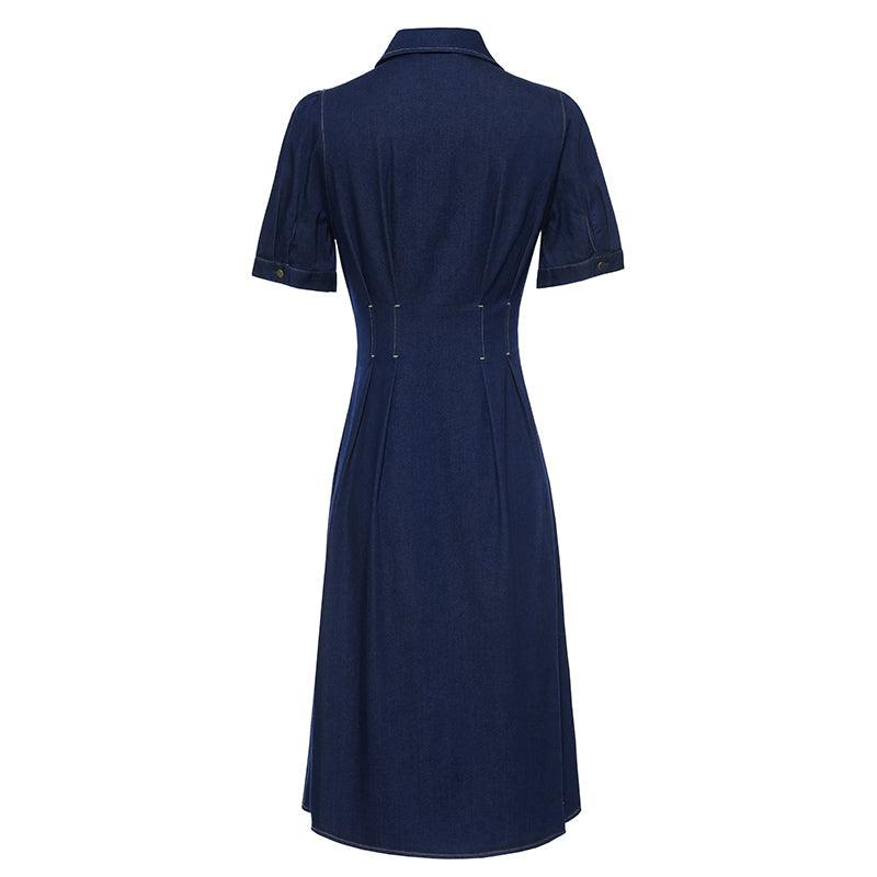 Gathered Waist Denim Dress GOELIA