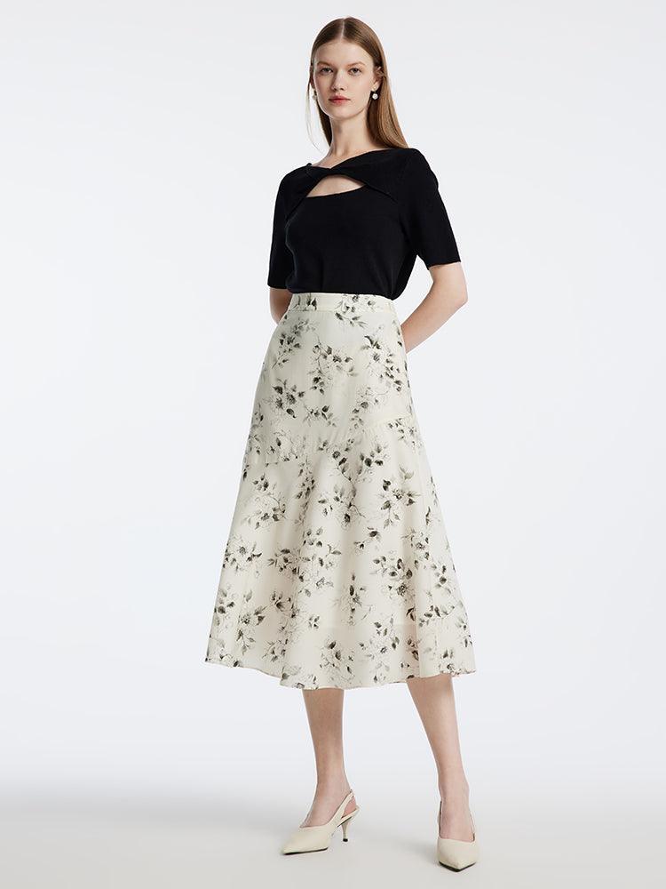 New Chinese Ink Print Fishtail Half Skirt GOELIA