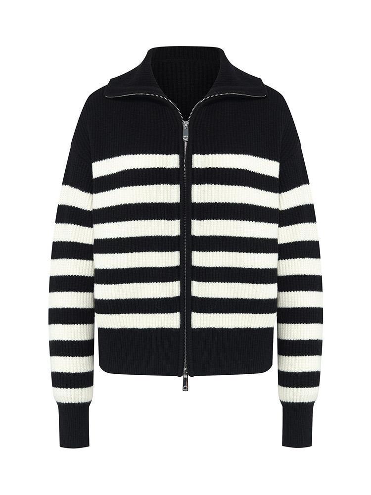 Woolen Knitted Stripe Cardigan GOELIA