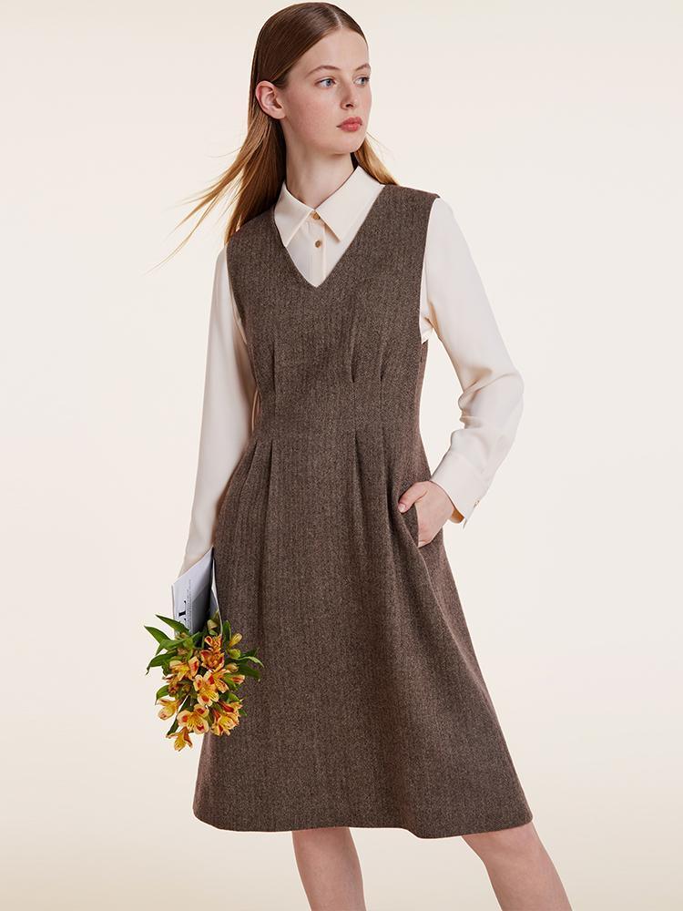 Washable Wool Vest Dress And Shirt Two-Piece Set GOELIA