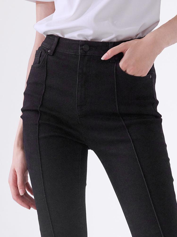 Black Denim Flared Pants GOELIA