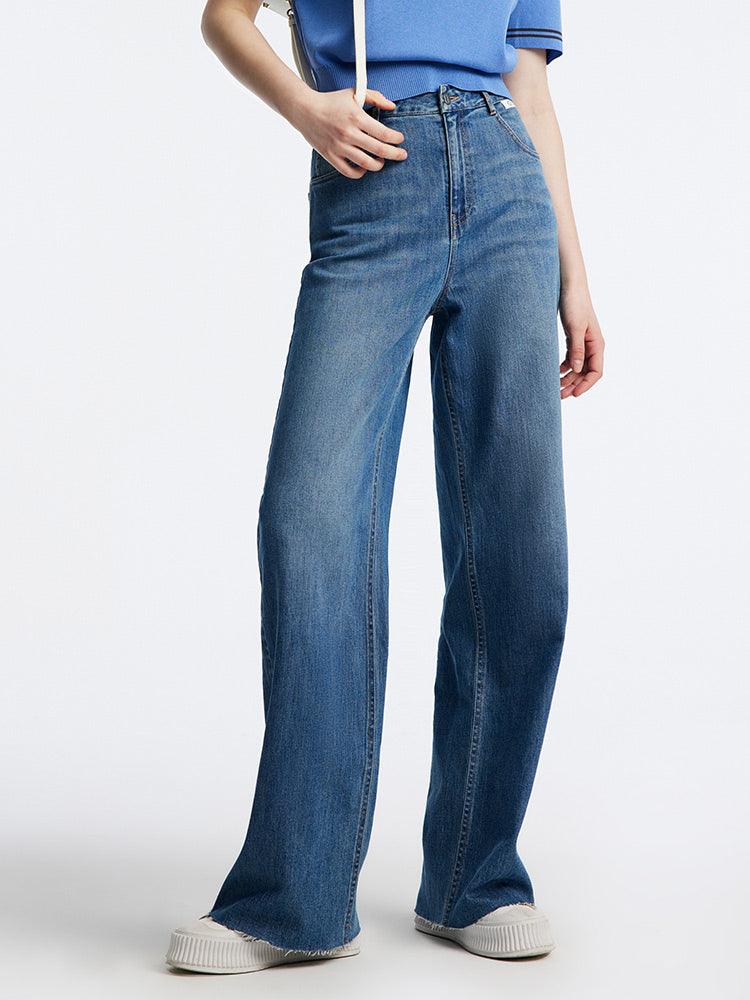 Loose Cut Hem Straight Jeans GOELIA