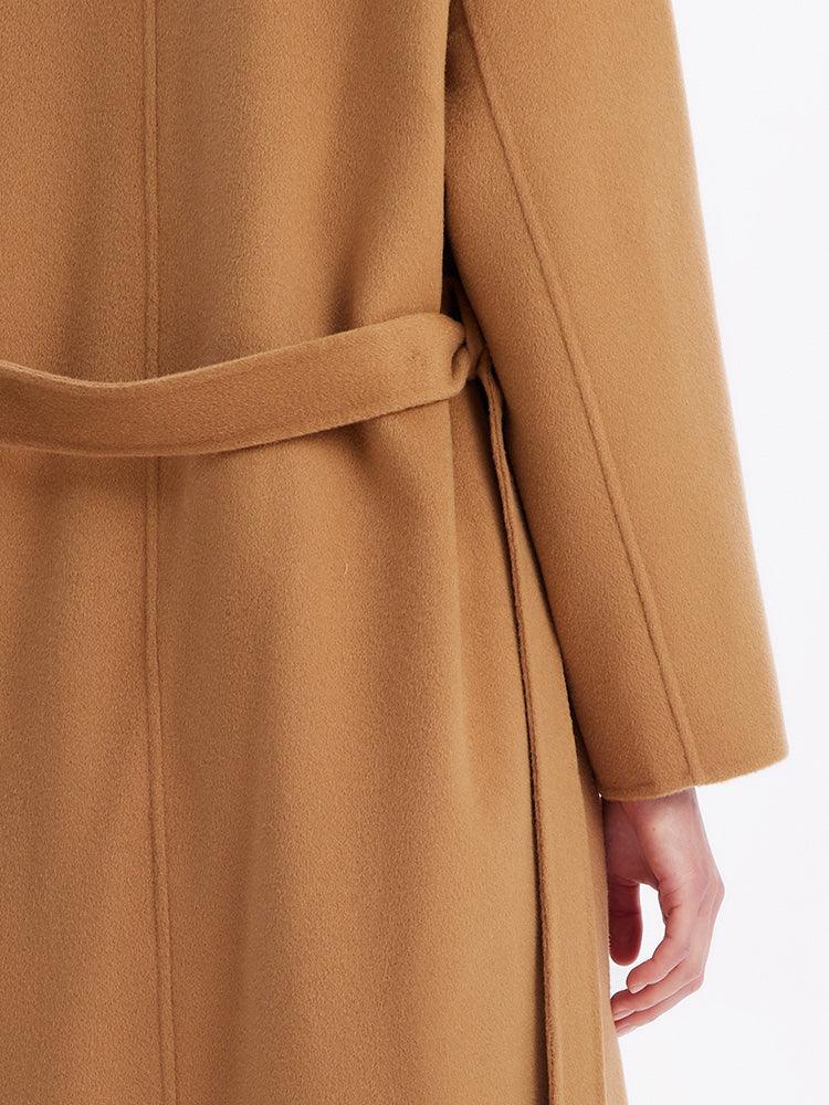 Khaki Lapel Cashmere Double-Faced Woolen Coat GOELIA