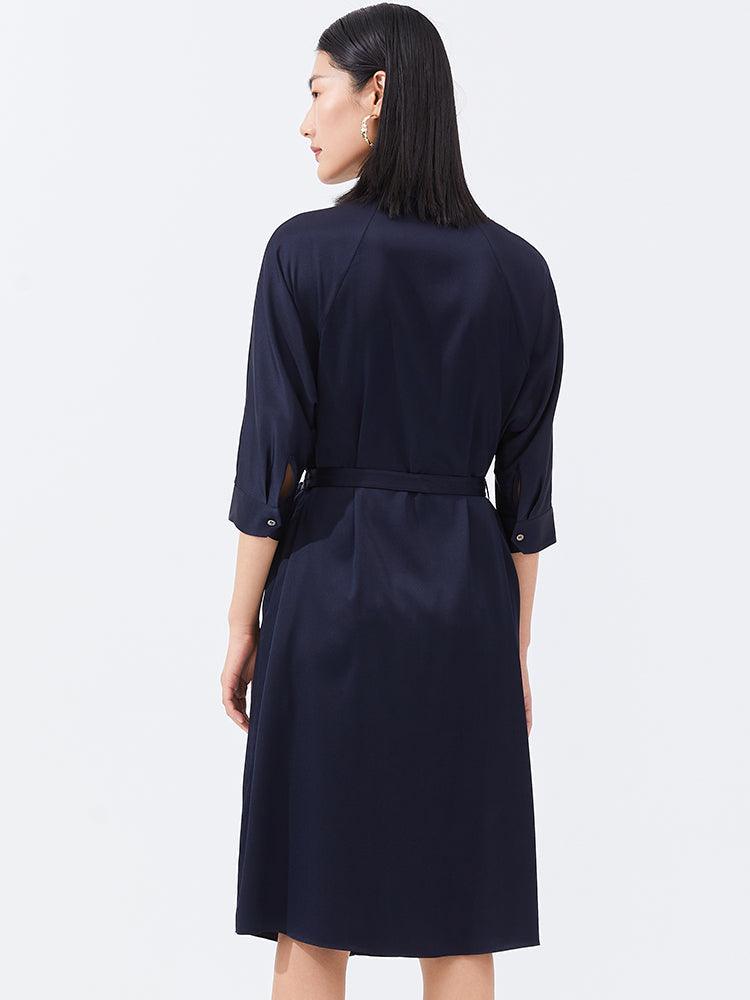 Silk Belted Shirt Dress GOELIA