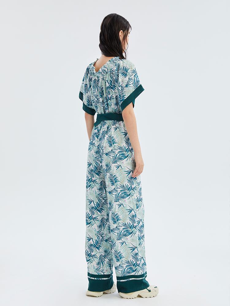 One-Shoulder Floral Print Jumpsuit GOELIA