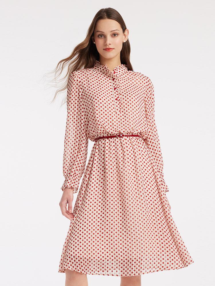 Chiffon Polka Dot Dress GOELIA