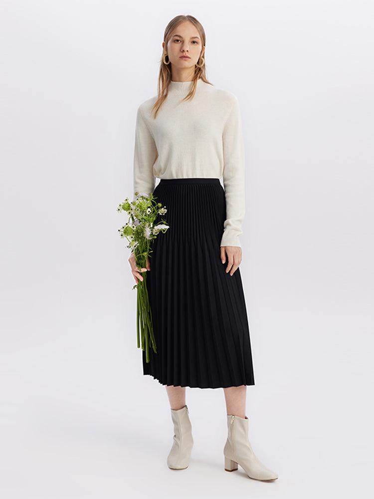 Pleated Mid-Calf Skirt GOELIA